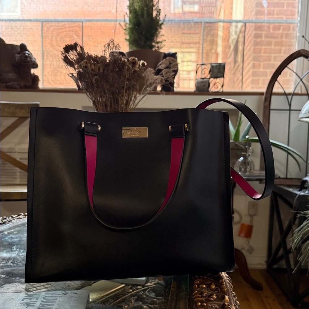 Kate Spade Black Tote with Pink Interior